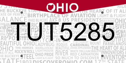 TUT5285 Ohio License Plate