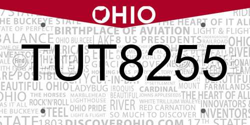 TUT8255 Ohio License Plate