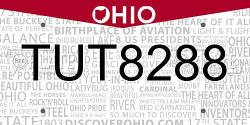 TUT8288 Ohio License Plate