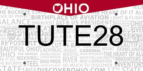 TUTE28 Ohio License Plate