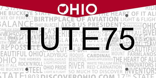 TUTE75 Ohio License Plate