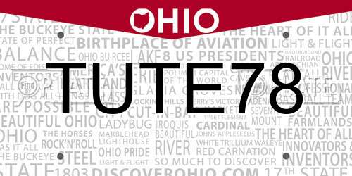TUTE78 Ohio License Plate