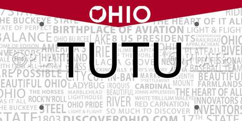 TUTU Ohio License Plate