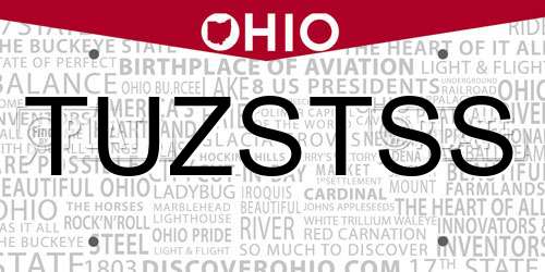 TUZSTSS Ohio License Plate