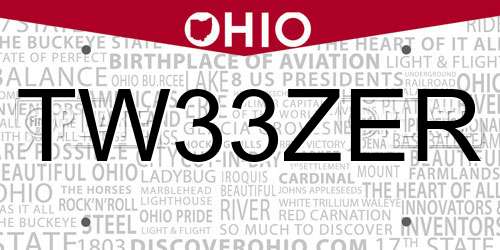 TW33ZER Ohio License Plate