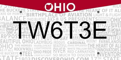 TW6T3E Ohio License Plate