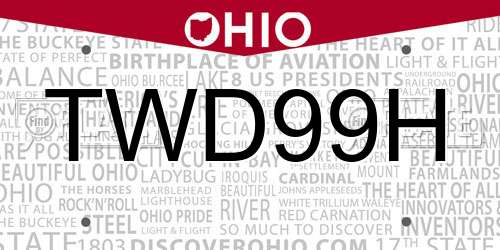 TWD99H Ohio License Plate