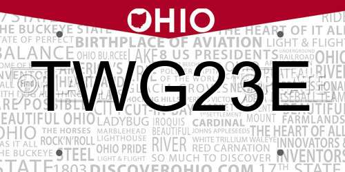 TWG23E Ohio License Plate