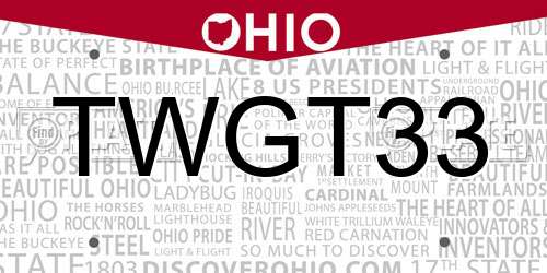 TWGT33 Ohio License Plate