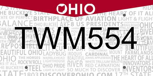 TWM554 Ohio License Plate