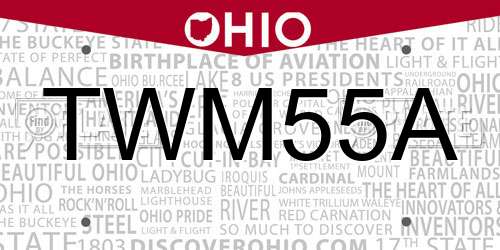 TWM55A Ohio License Plate