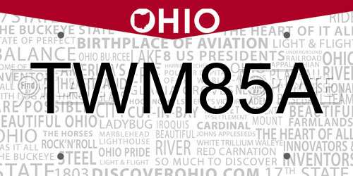 TWM85A Ohio License Plate