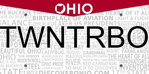 TWNTRBO Ohio License Plate
