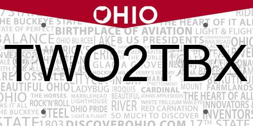 TWO2TBX Ohio License Plate