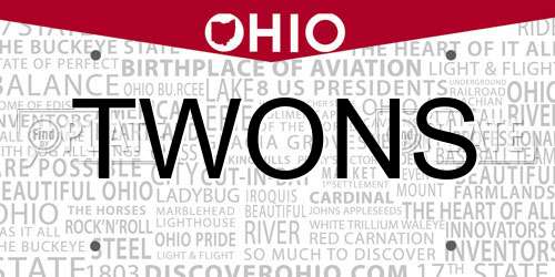 TWONS Ohio License Plate