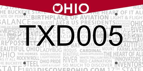 TXD005 Ohio License Plate