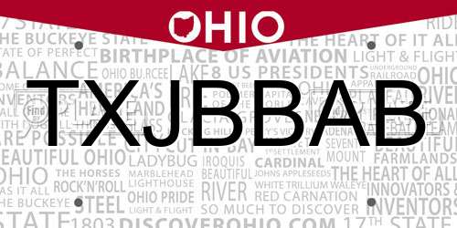 TXJBBAB Ohio License Plate
