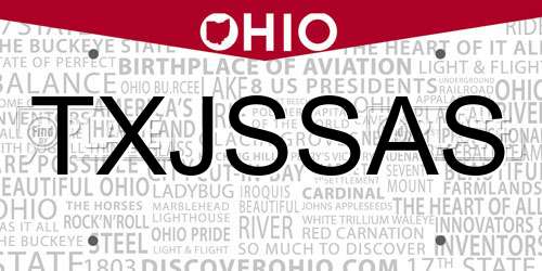 TXJSSAS Ohio License Plate