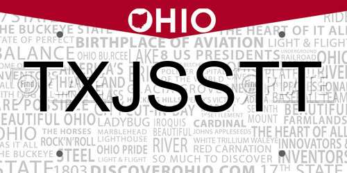 TXJSSTT Ohio License Plate