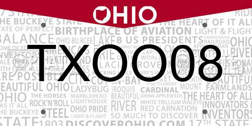 TXOO08 Ohio License Plate
