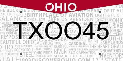 TXOO45 Ohio License Plate