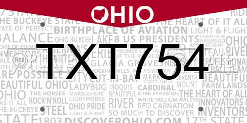 TXT754 Ohio License Plate