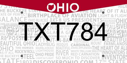 TXT784 Ohio License Plate