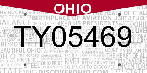 TY05469 Ohio License Plate