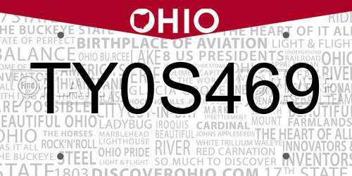 TY0S469 Ohio License Plate