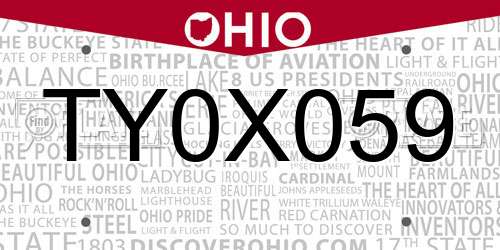 TY0X059 Ohio License Plate