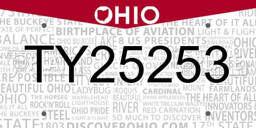 TY25253 Ohio License Plate