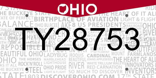 TY28753 Ohio License Plate