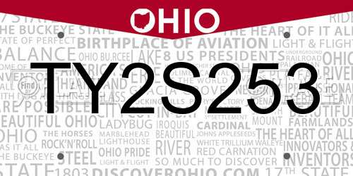 TY2S253 Ohio License Plate