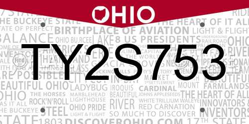 TY2S753 Ohio License Plate