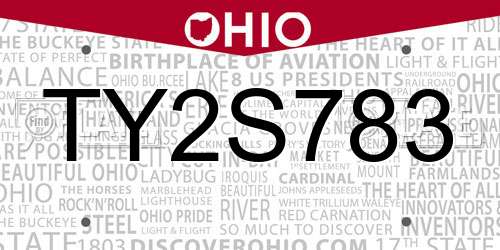TY2S783 Ohio License Plate