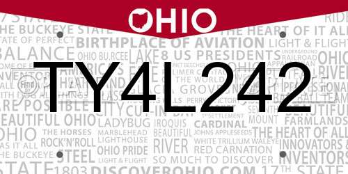 TY4L242 Ohio License Plate