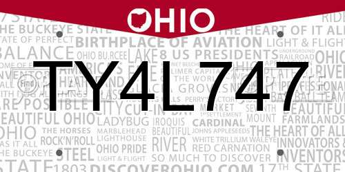 TY4L747 Ohio License Plate