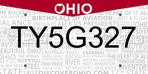 TY5G327 Ohio License Plate