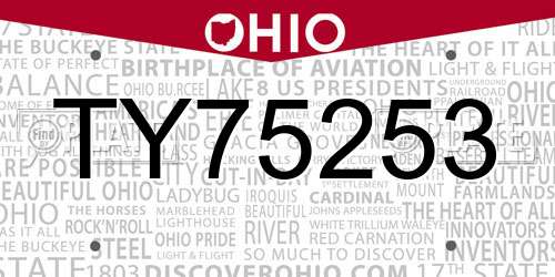 TY75253 Ohio License Plate