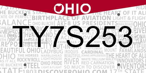TY7S253 Ohio License Plate