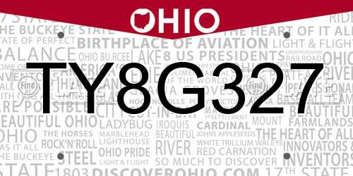 TY8G327 Ohio License Plate