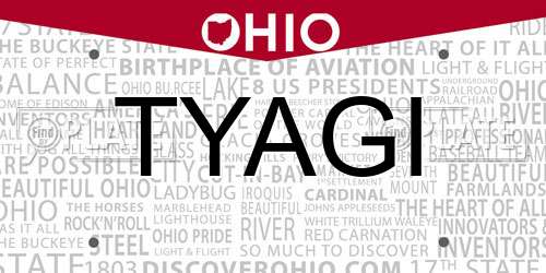 TYAGI Ohio License Plate