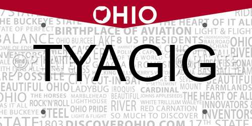 TYAGIG Ohio License Plate