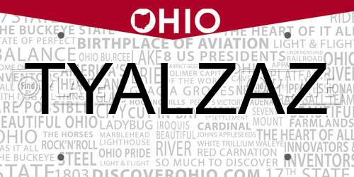 TYALZAZ Ohio License Plate