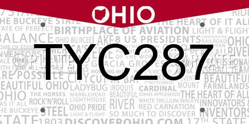 TYC287 Ohio License Plate