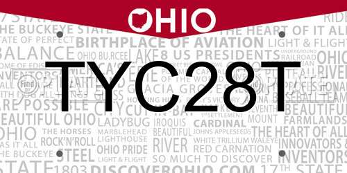 TYC28T Ohio License Plate