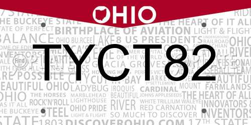 TYCT82 Ohio License Plate