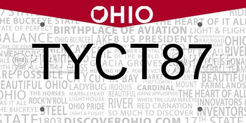 TYCT87 Ohio License Plate