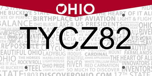 TYCZ82 Ohio License Plate