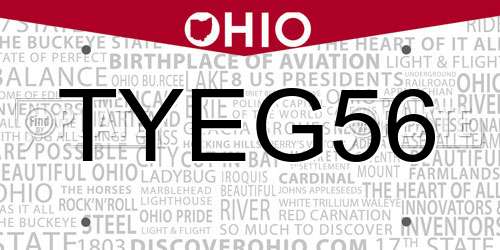 TYEG56 Ohio License Plate
